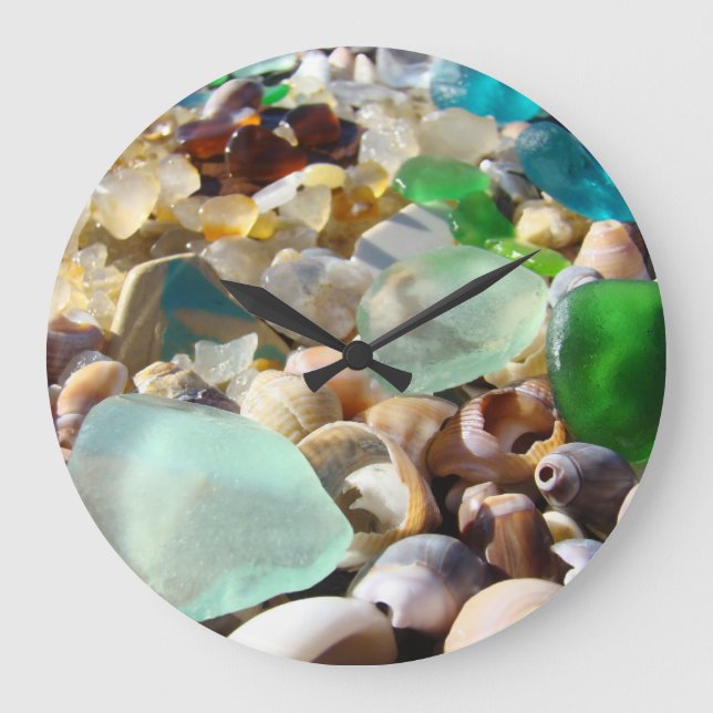 Relógio Grande Relógios decorativos de parede de Seaglass (Frente)