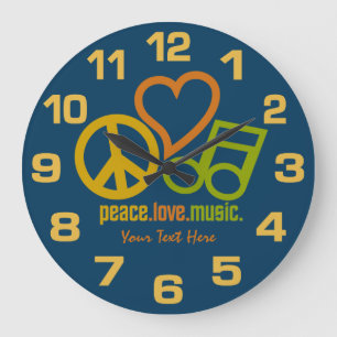 Relógio Grande Relógios personalizados de Música Peace Love