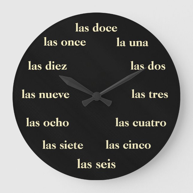 Relógio Grande Reloj - negro de Blanco Sobre (Frente)