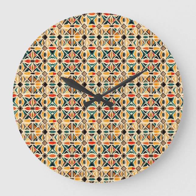 Relógio Grande  Relojes de pared  Geometric Watercolor Mosaic (Frente)