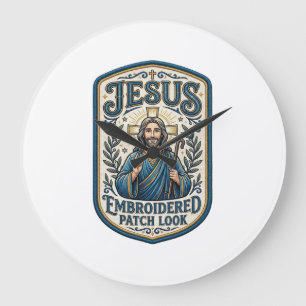 Relógio Grande Remendo Bordado Jesus Olhe Remendo Bordado Jesus