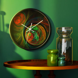 Relógio Grande Renovar Abstrato de Arte Verde