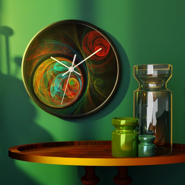 Relógio Grande Renovar Arte Abstrato Azul (Rebirth Blue Abstract Art Round Clock)