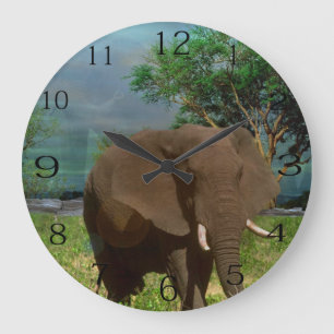Relógio Grande "Resistência Serene: O Revestimento do Elefante Bu