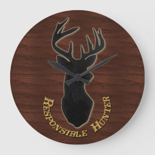 Relógio Grande Responsible Hunter Deer Pattern Wall Clock