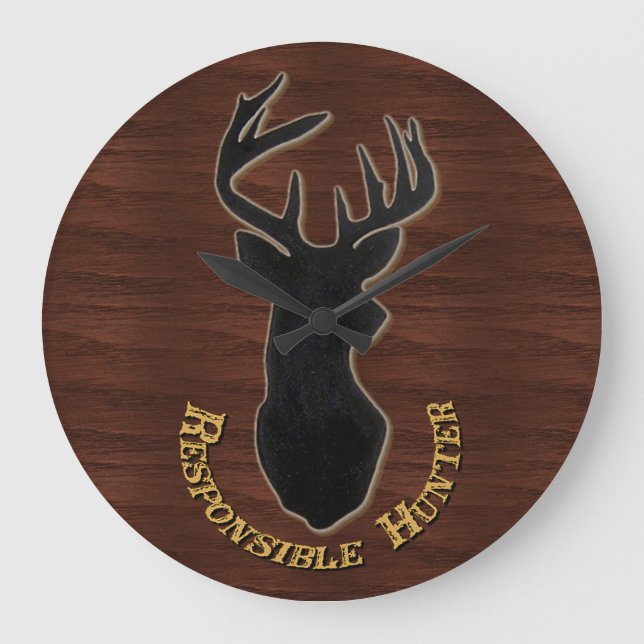 Relógio Grande Responsible Hunter Deer Pattern Wall Clock (Frente)