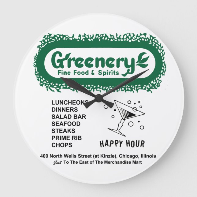 Relógio Grande Restaurante Greenery, Chicago, IL (Frente)