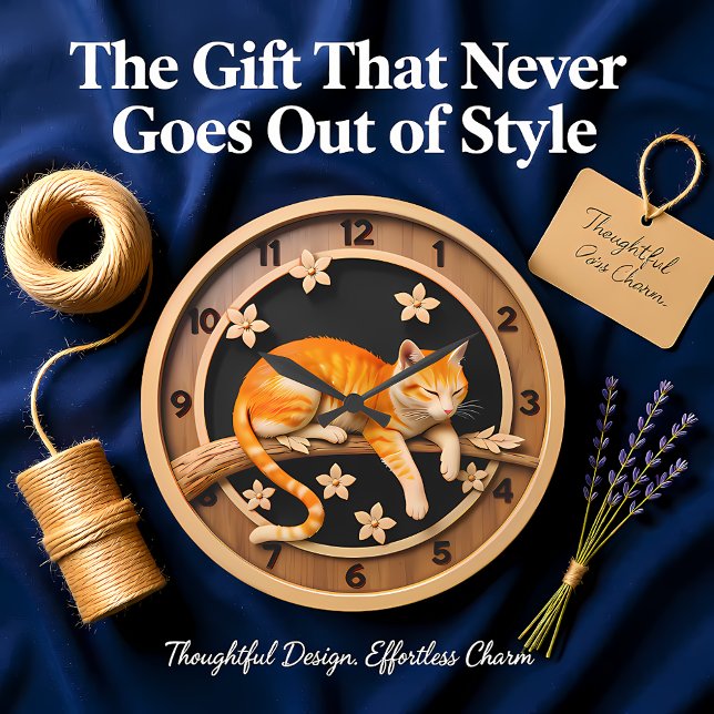 Relógio Grande Resting Tabby Cat Petal (Criador carregado)