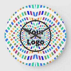 Relógio Grande Retângulos coloridos ondulados com logotipo person
