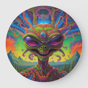 Relógio Grande Retrato de Alienígena psicodélico