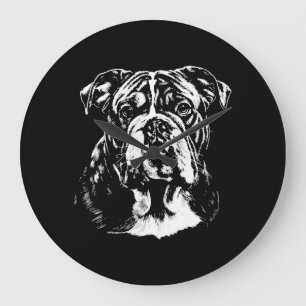 Relógio Grande Retrato de Bulldog Inglês Roupas Minimalistas