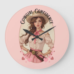 Relógio Grande Retrato de Moda Western Cowgirl Coquete