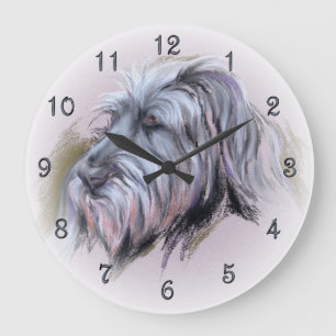 Relógio Grande Retrato do Pastel do Wolfhound