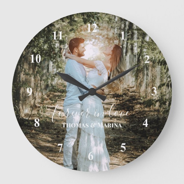 Relógio Grande Retrato personalizado de caligrafia moderna (Frente)