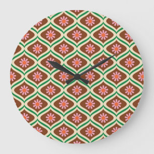 Relógio Grande Retro 70s: Padrão Floral Vintage