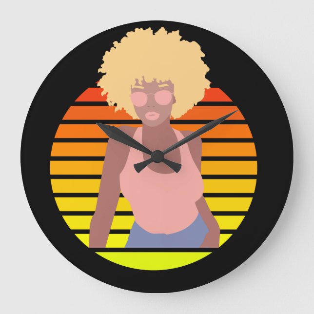 RELÓGIO GRANDE RETRO AFRO QUEEN - QUEEN AFRO-AMERICANA (Frente)