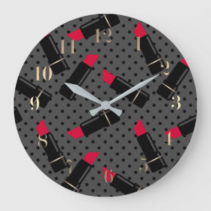 Relógio Grande Retro, batom vermelho