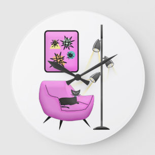 RELÓGIO GRANDE RETRO BLACK CAT CLOCK