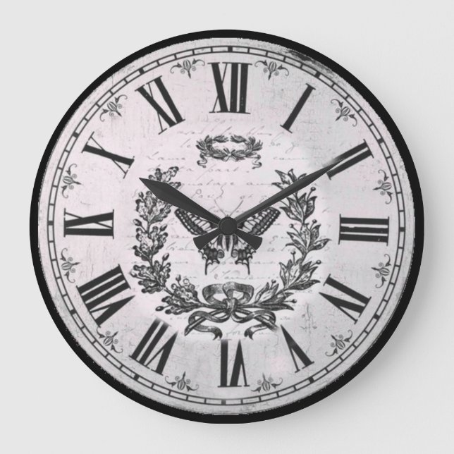 Relógio Grande Retro Clássico da Borboleta (Frente)