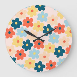 Relógio Grande Retro de Boho da Flor Colorida