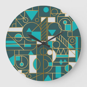 Relógio Grande Retro Geométrico: Trabalho de arte minimalista.