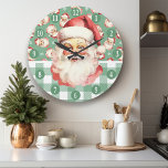 Relógio Grande Retro Papai Noel Verde E Xadrez Branca<br><div class="desc">Celebrar a época festiva com nosso Reltro Papai Noel Verde e Xadrez Branco Grande Relógio! Este encantador relógio apresenta um nostálgico design do Papai Noel contra um fundo na moda verde e xadrez branca, combinando charme de safra com talento moderno. Perfeito para adicionar um toque festivo à sua sala de...</div>