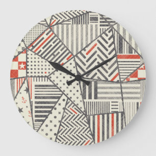 Relógio Grande Retro Patch: Abstrato Geométrico Design