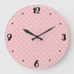 Relógio Grande Retro Swiss dots - Shell pink