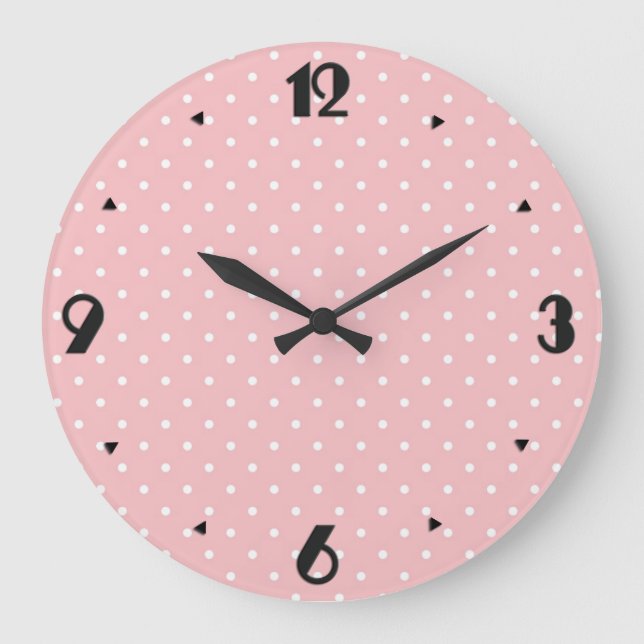 Relógio Grande Retro Swiss dots - Shell pink (Frente)