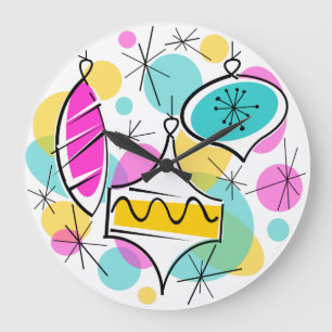 Relógio Grande Retro Tree Baubles