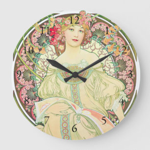 Relógio Grande Reverifique o anúncio de champanhe Alphonse Mucha