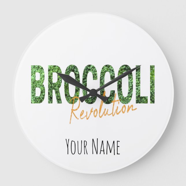 Relógio Grande Revolução do brócolis Vegias e Vegetais (Frente)