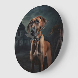 Relógio Grande Rhodesian Ridgeback Halloween Assustador