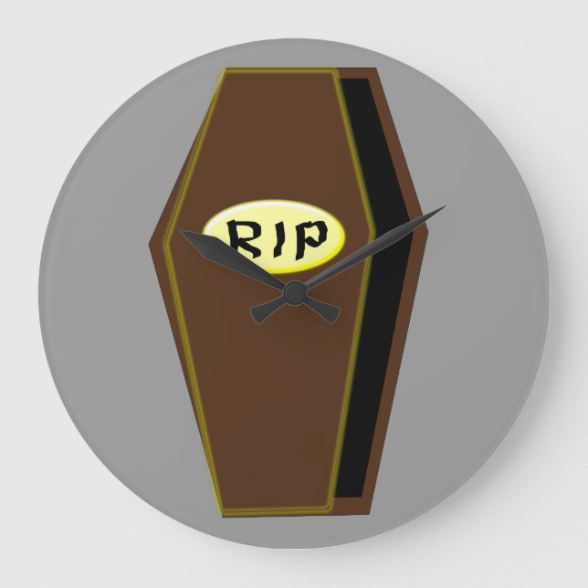 Relógio Grande RIP Halloween Coffin of Doom Wall Clock (Frente)