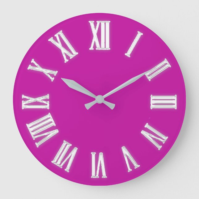 Relógio Grande Rman Clock Silver Cinza Pink Fuchsia Minimal (Frente)