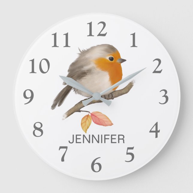 Relógio Grande Robin Inglês Bird Large Clock (Frente)
