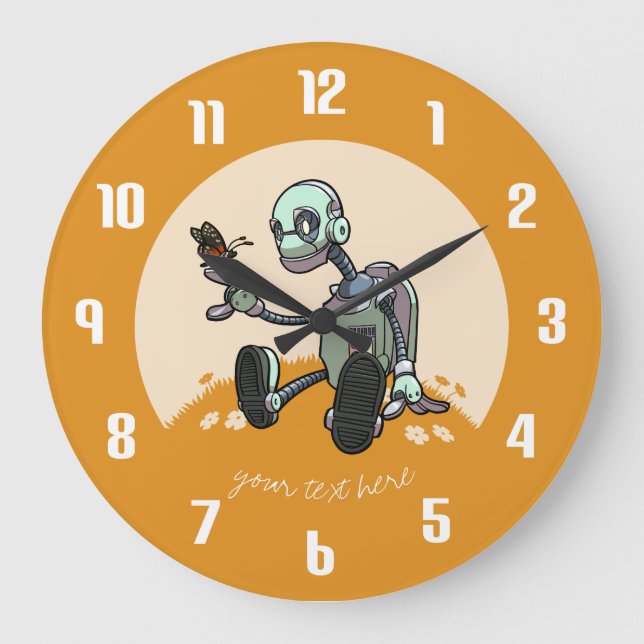 Relógio Grande Robô Curioso Vê Seu Primeiro Cartoon De Borboleta (Frente)
