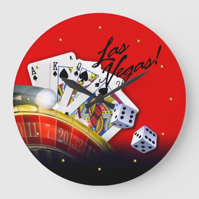 Relógio Grande Roda, cartões e dados de roleta de Las Vegas (Frente)