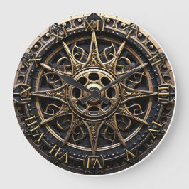 Relógio Grande Roda de Direção do Navio de Madeira Vintage