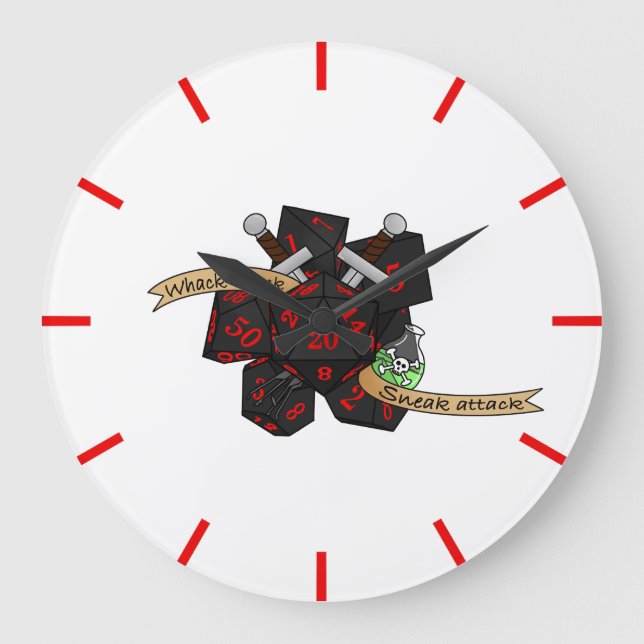 Relógio Grande Rogue Dice Design (Frente)