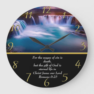 Relógio Grande Romanos 6:23 Christian Faith um ouro em cascata