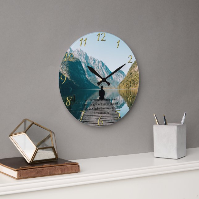 Relógio Grande Romanos 6:23 sentados no dourado (Escritório)