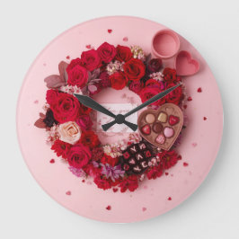 Relógio Grande Romantic Heart Always Yours Valentines Decorative