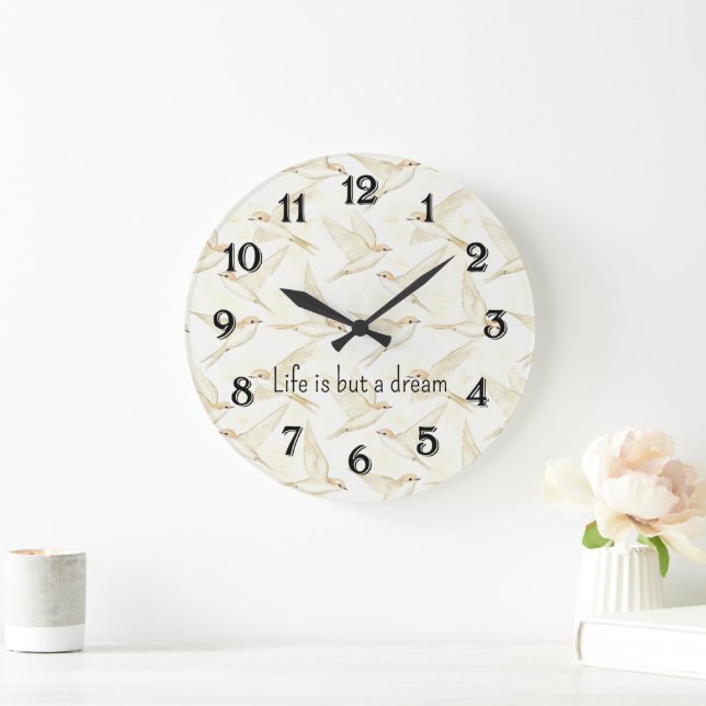 Relógio Grande Romantic life is but a dream birds   (Lar)