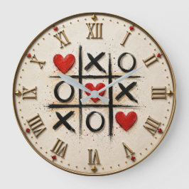 Relógio Grande Romantic Tic Tac Toe Hearts
