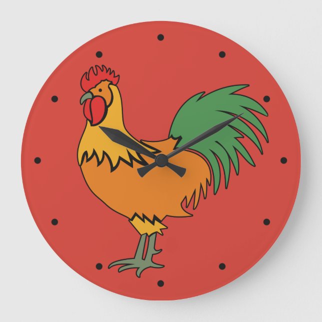Relógio Grande Rooster custom color wall clock (Frente)