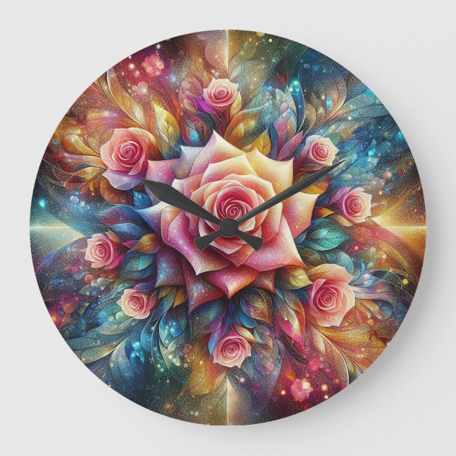 Relógio Grande Rosa abstrato (Frente)