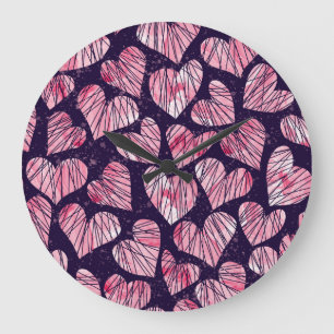 Relógio Grande Rosa coração: padrão uniforme de aquarela.