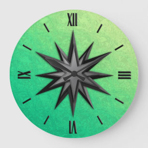 Relógio Grande Rosa de bússola Onyx - fundo verde peridot