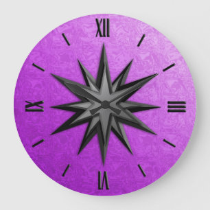 Relógio Grande Rosa de compasso do ônix - fundo amethyst